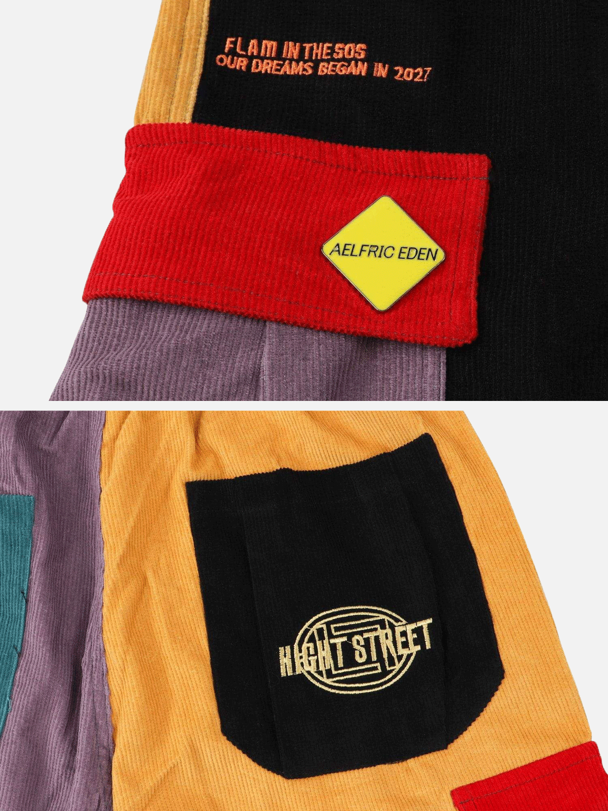 Aelfric Eden "Back to 90's" Patchwork Color Block Corduroy Pants