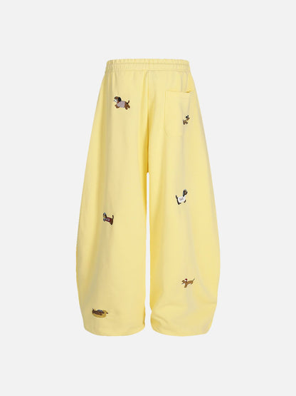 Aelfric Eden Embroidery Dog Baggy Barrel Sweatpants