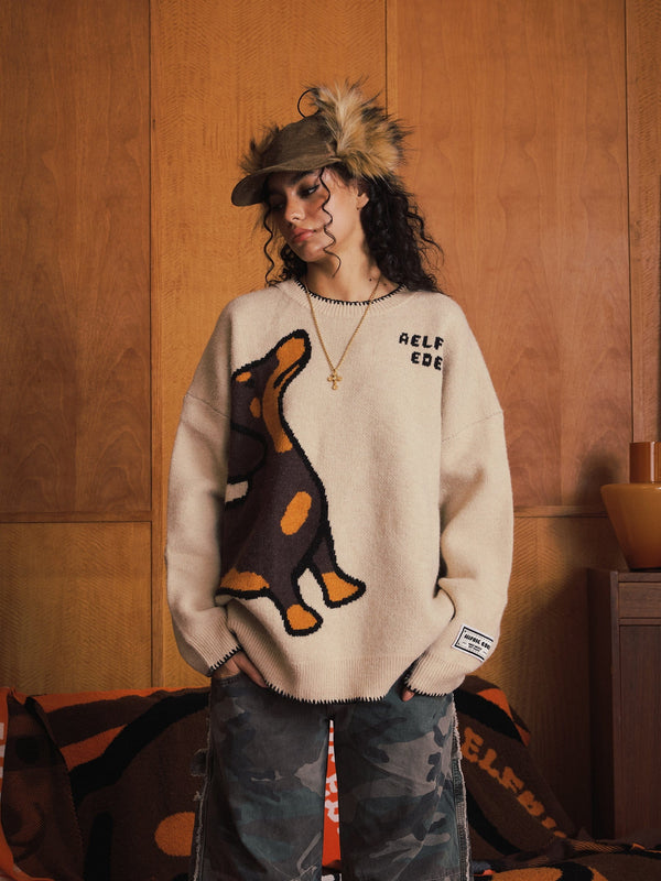 Aelfric Eden Hand Drawn Dachshund Jacquard Sweater