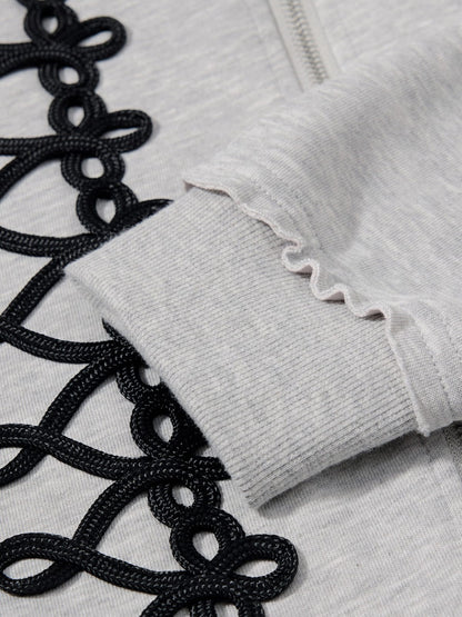 Aelfric Eden Lace-Up Embroidery Zip Up Hoodie