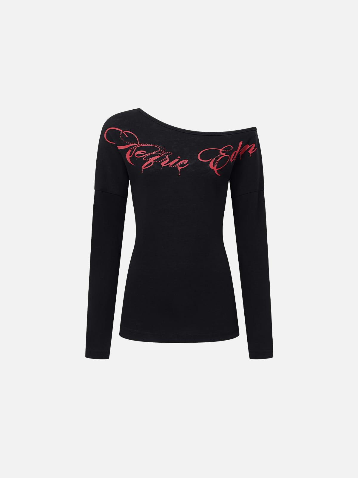 Aelfric Eden Off-The-Shoulder Script Long Sleeve Tee