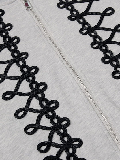 Aelfric Eden Lace-Up Embroidery Zip Up Hoodie