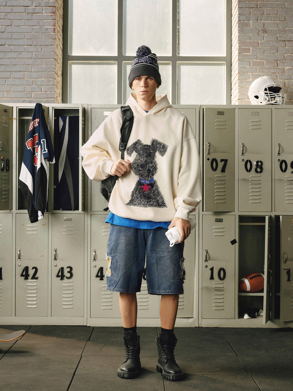 Aelfric Eden Oversized Graffiti Dog Graphic Hoodie