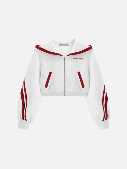Aelfric Eden Cropped Contrast Stripe Zip Up Hoodie