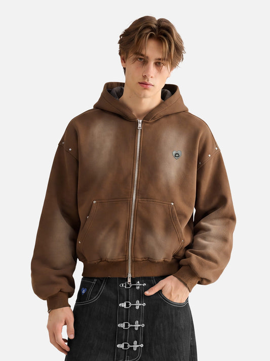 [Pre-Order] Aelfric Eden Boxy Studded Zip Up Hoodie