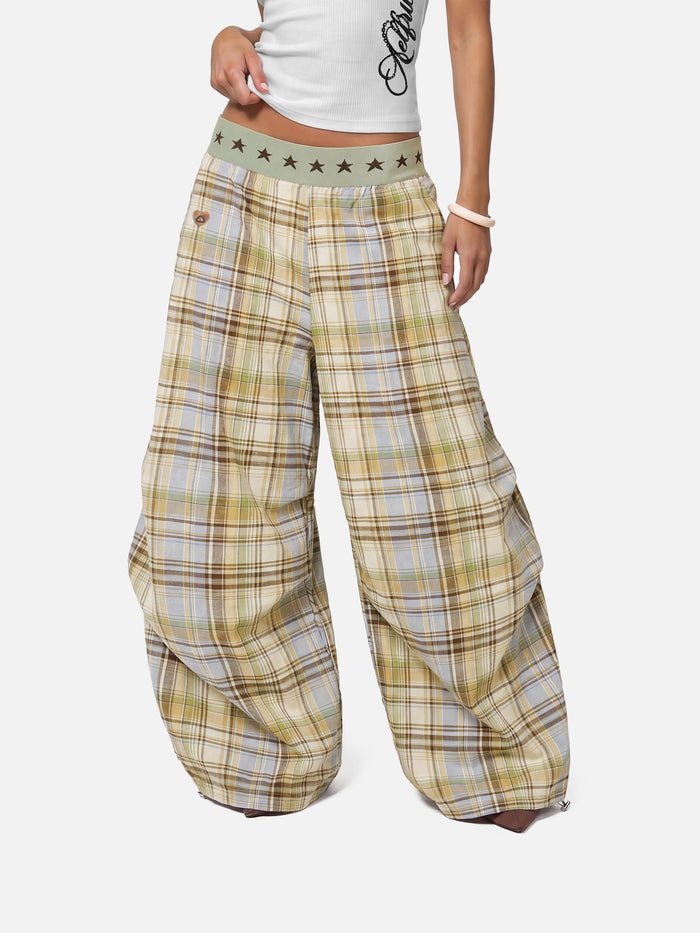 Aelfric Eden Star Waist Plaid Baggy Barrel Pants