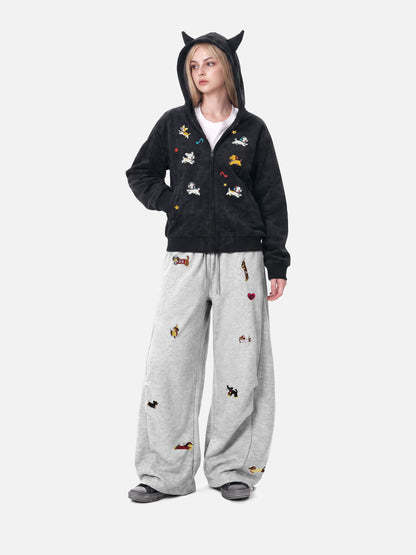 [Pre-Order] Aelfric Eden Cartoon Embroidered Zip Up Hoodie