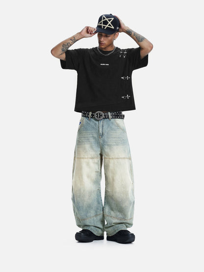 Aelfric Eden Washed Panel Baggy Barrel Jeans