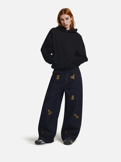 Aelfric Eden Dachshund Embroidered Baggy Jeans