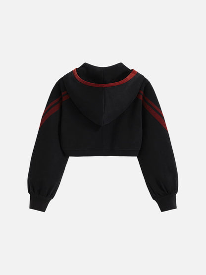 Aelfric Eden Cropped Contrast Stripe Zip Up Hoodie