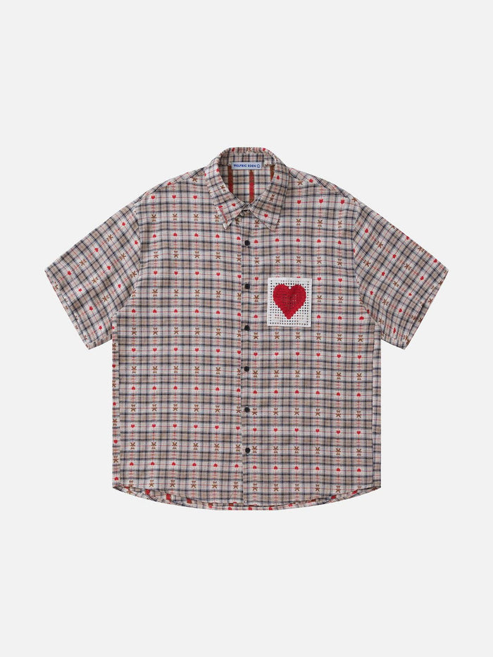 Aelfric Eden Crochet Heart Pocket Plaid Shirt