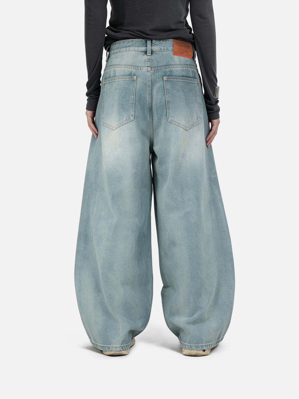 Aelfric Eden Stripe Whiskering Baggy Barrel Jeans