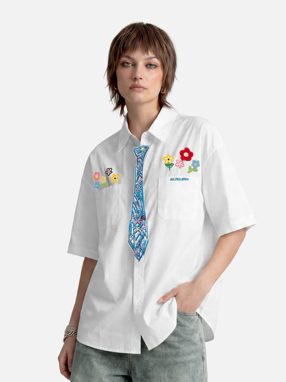Aelfric Eden Graffiti Necktie Floral Shirt