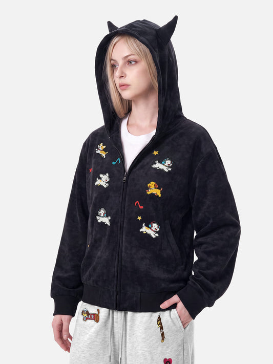 [Pre-Order] Aelfric Eden Cartoon Embroidered Zip Up Hoodie