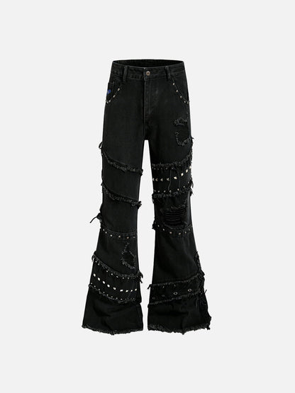 Aelfric Eden Studded Distressed Bootcut Jeans