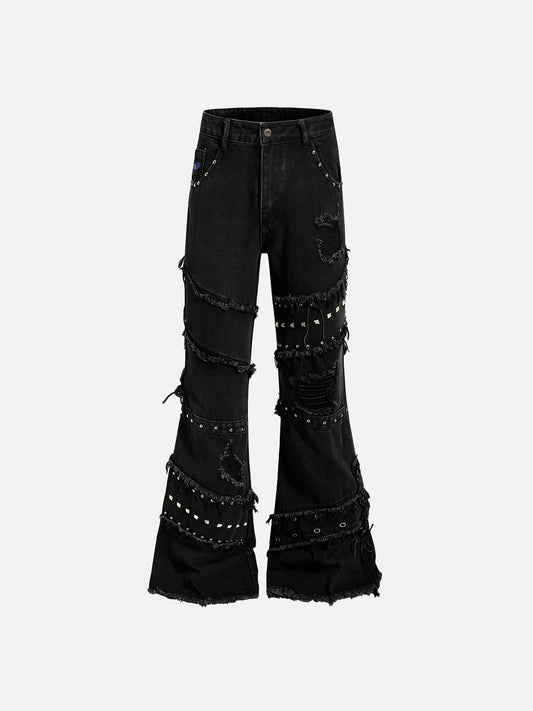 Aelfric Eden Studded Distressed Bootcut Jeans