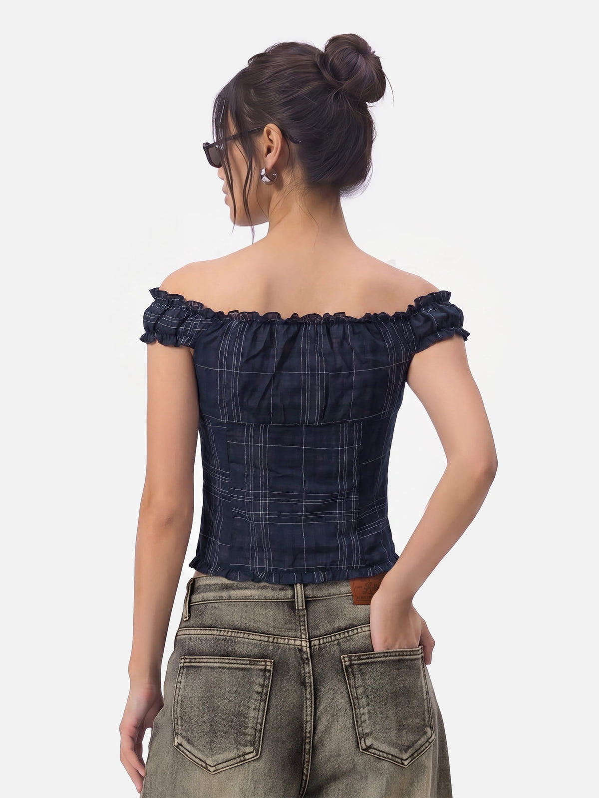 Aelfric Eden Plaid Off-The-Shoulder Tube Top