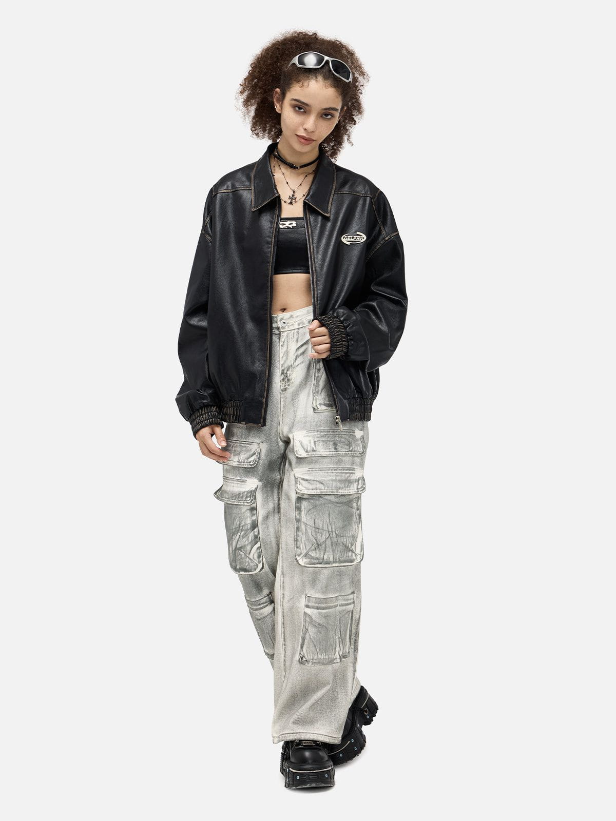 Aelfric Eden Faux Leather Cropped Jacket