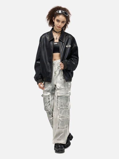 Aelfric Eden Faux Leather Cropped Jacket