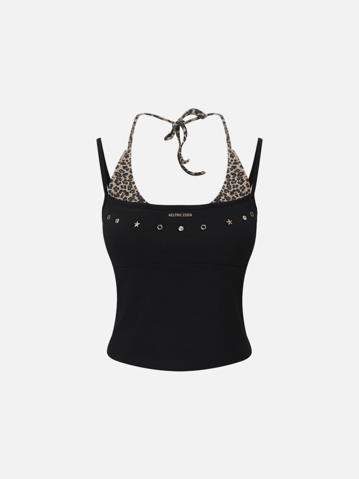 Aelfric Eden Leopard Halter Studded Cami Top