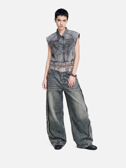 Aelfric Eden Super Boxy Fireman Clasp Denim Vest