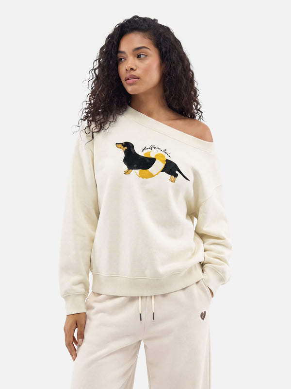[Pre-Order] Aelfric Eden Dachshund Off-The-Shoulder Sweatshirt
