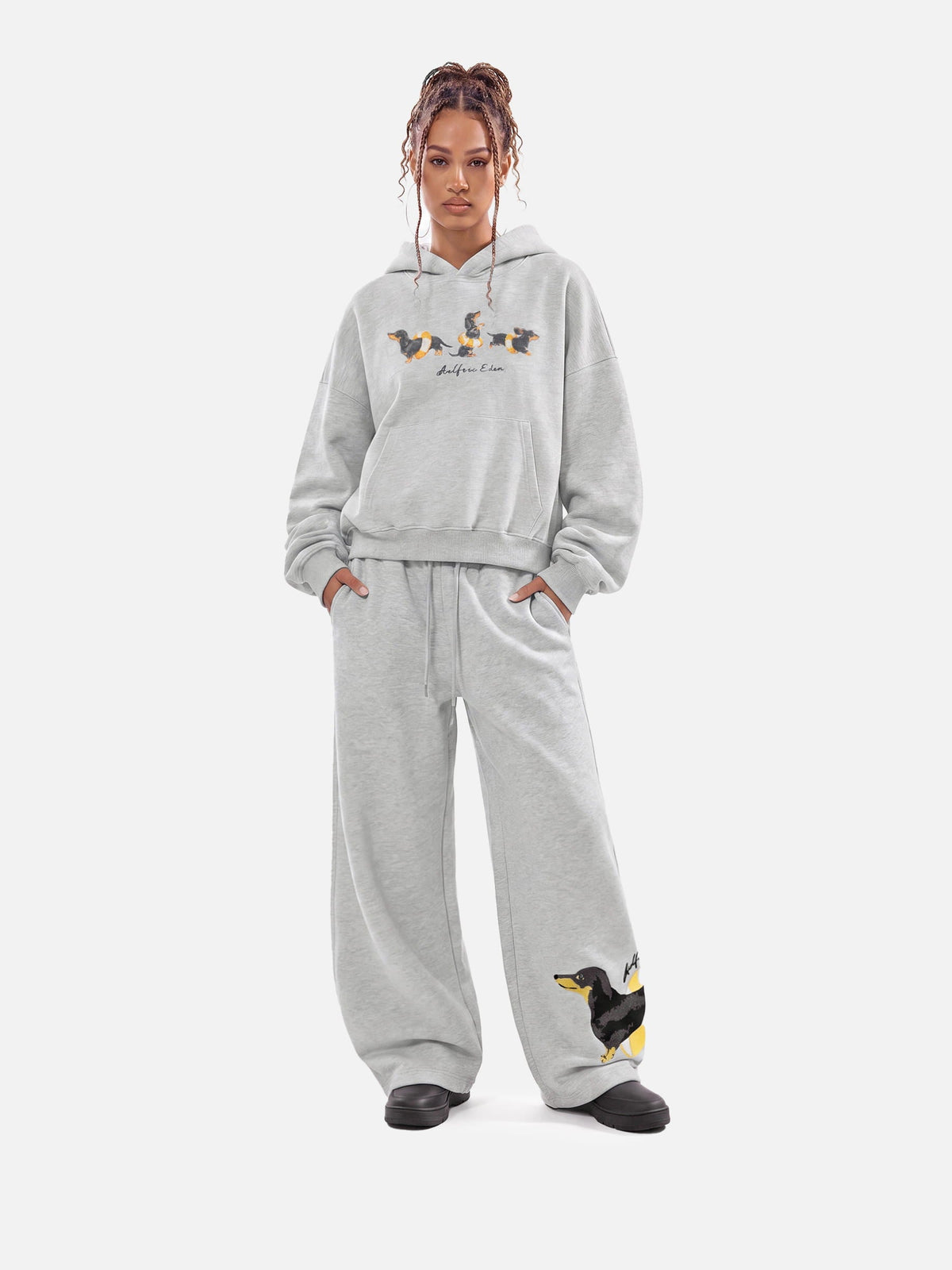 [Pre-Order] Aelfric Eden Boxy Dachshund Graphic Pullover Hoodie