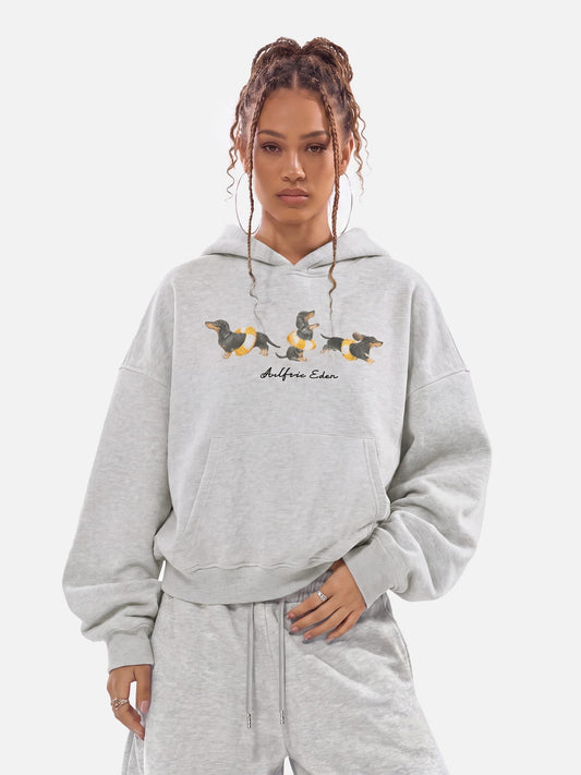[Pre-Order] Aelfric Eden Boxy Dachshund Graphic Pullover Hoodie