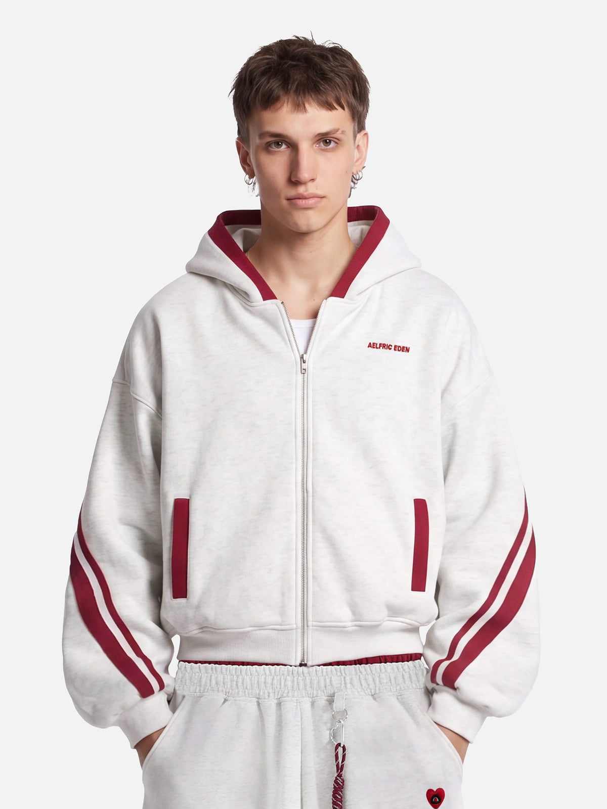Aelfric Eden Boxy Contrast Stripe Zip Up Hoodie