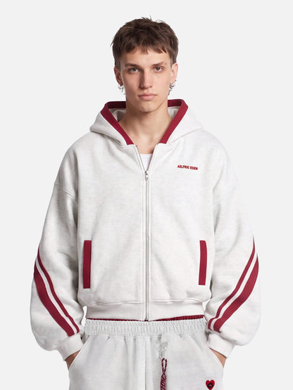 Aelfric Eden Boxy Contrast Stripe Zip Up Hoodie