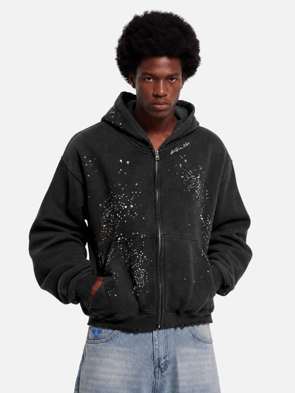 Aelfric Eden Rhinestone Boxy Zip Up V302 Hoodie