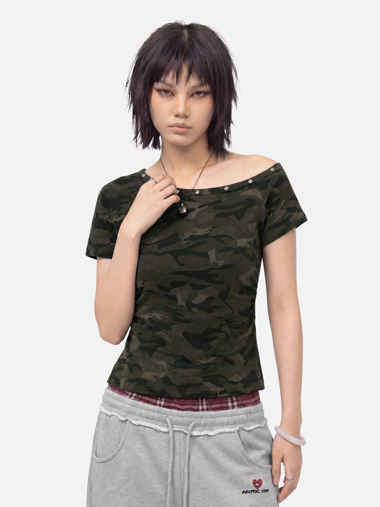 Aelfric Eden CAMO Off-The-Shoulder Baby Tee