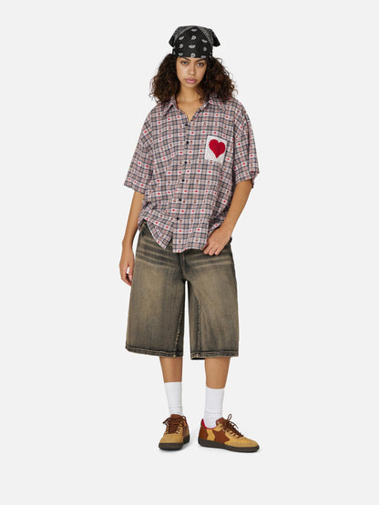 Aelfric Eden Crochet Heart Pocket Plaid Shirt