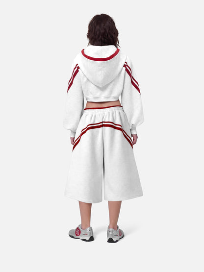 Aelfric Eden Cropped Contrast Stripe Zip Up Hoodie