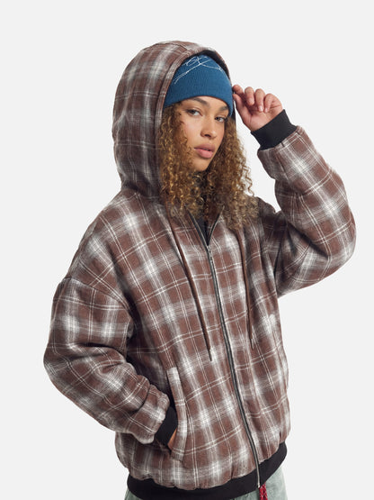 Aelfric Eden Boxy Reversible Plaid Zip Up Hoodie