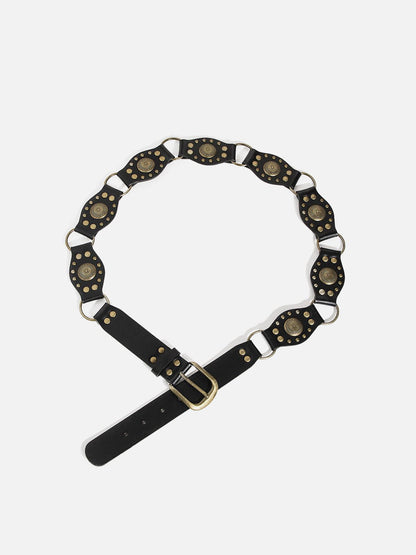 Vintage Rivet Faux Leather Belt
