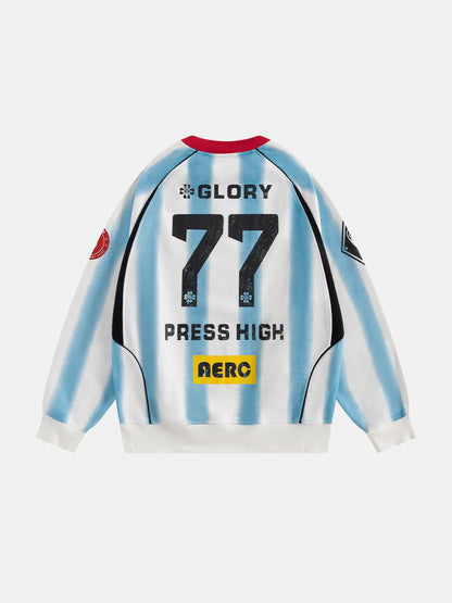 Aelfric Eden 77 Stripe Patchwork Print Sweatshirt