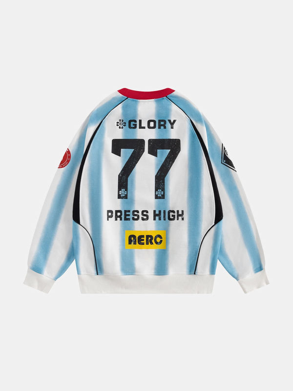 Aelfric Eden 77 Stripe Patchwork Print Sweatshirt