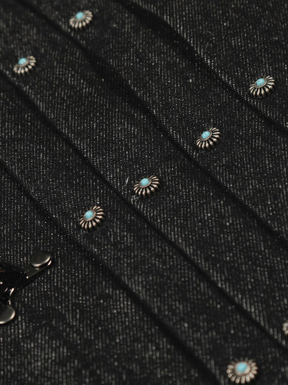 Aelfric Eden Pleated Metal Button Denim Jacket
