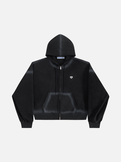 Aelfric Eden Boxy Washed Double Zip Up Hoodie