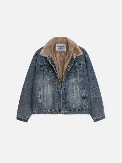 Aelfric Eden Faux Fur Collar Denim Coat