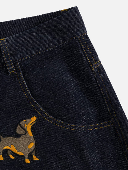 Aelfric Eden Dachshund Embroidered Baggy Jeans