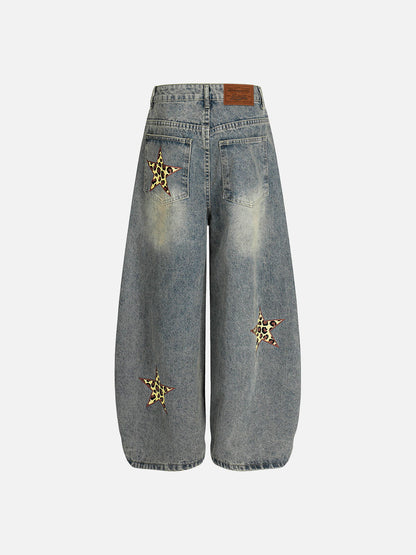 Aelfric Eden Leopard Star Panel Baggy Jeans