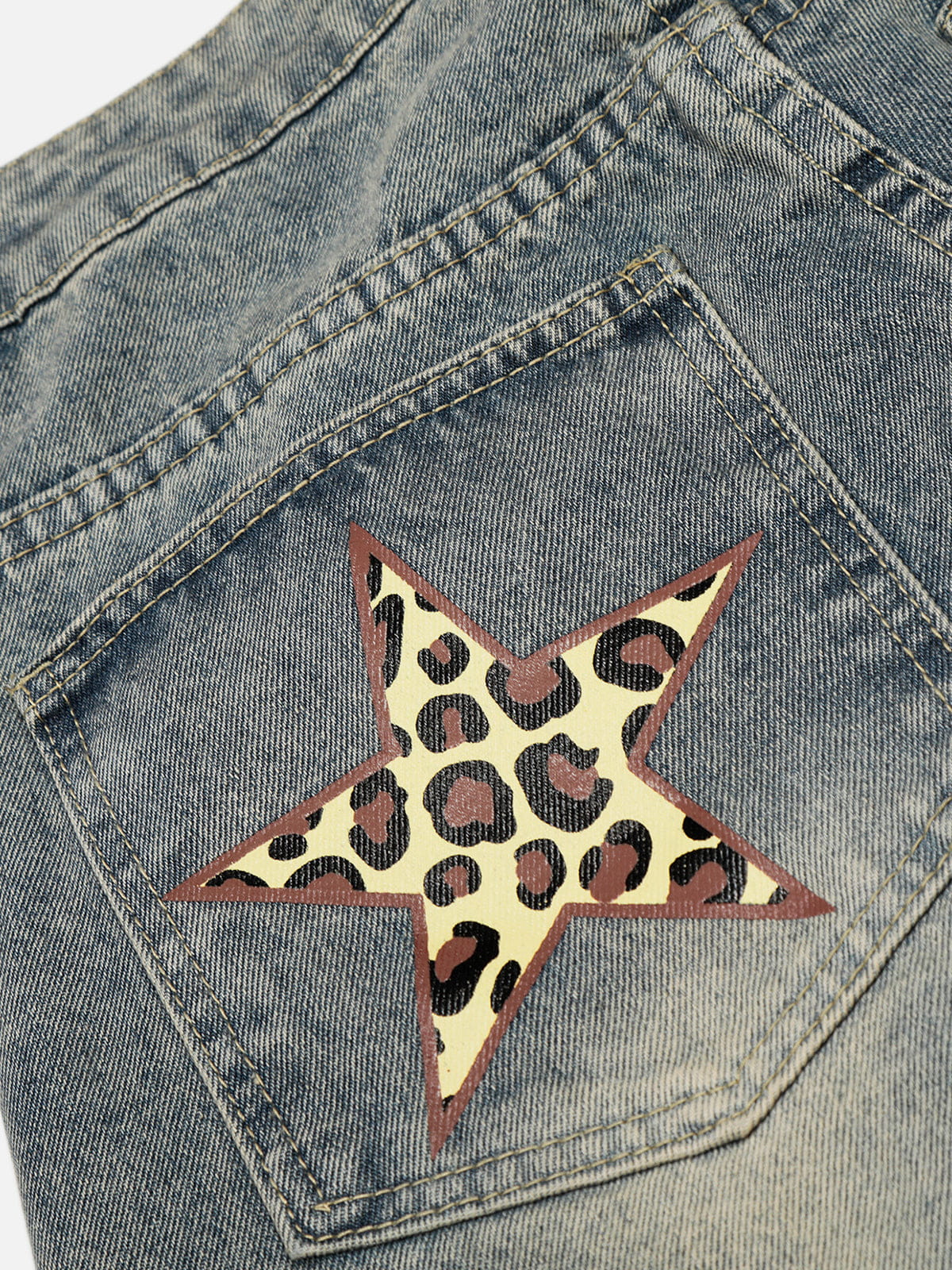 Aelfric Eden Leopard Star Panel Baggy Jeans