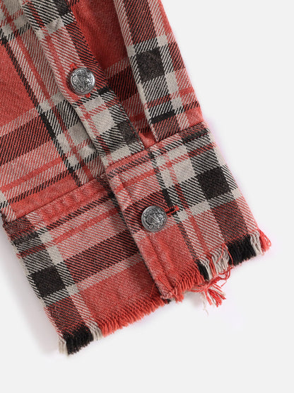 Aelfric Eden Plaid Distressed Long Sleeve Shirt