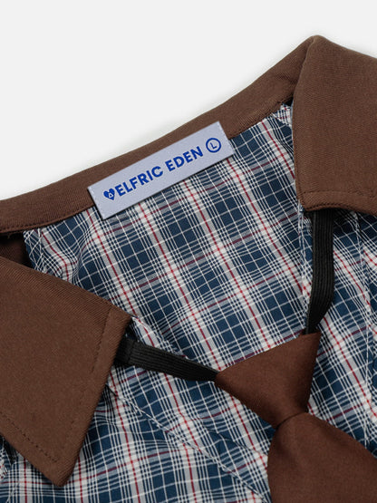 Aelfric Eden Plaid Tie Cropped Long Sleeve Shirt