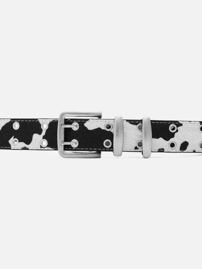 Cow Print Studded Belt