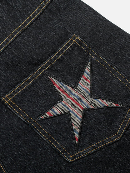 Aelfric Eden Striped Star Baggy Barrel Jeans
