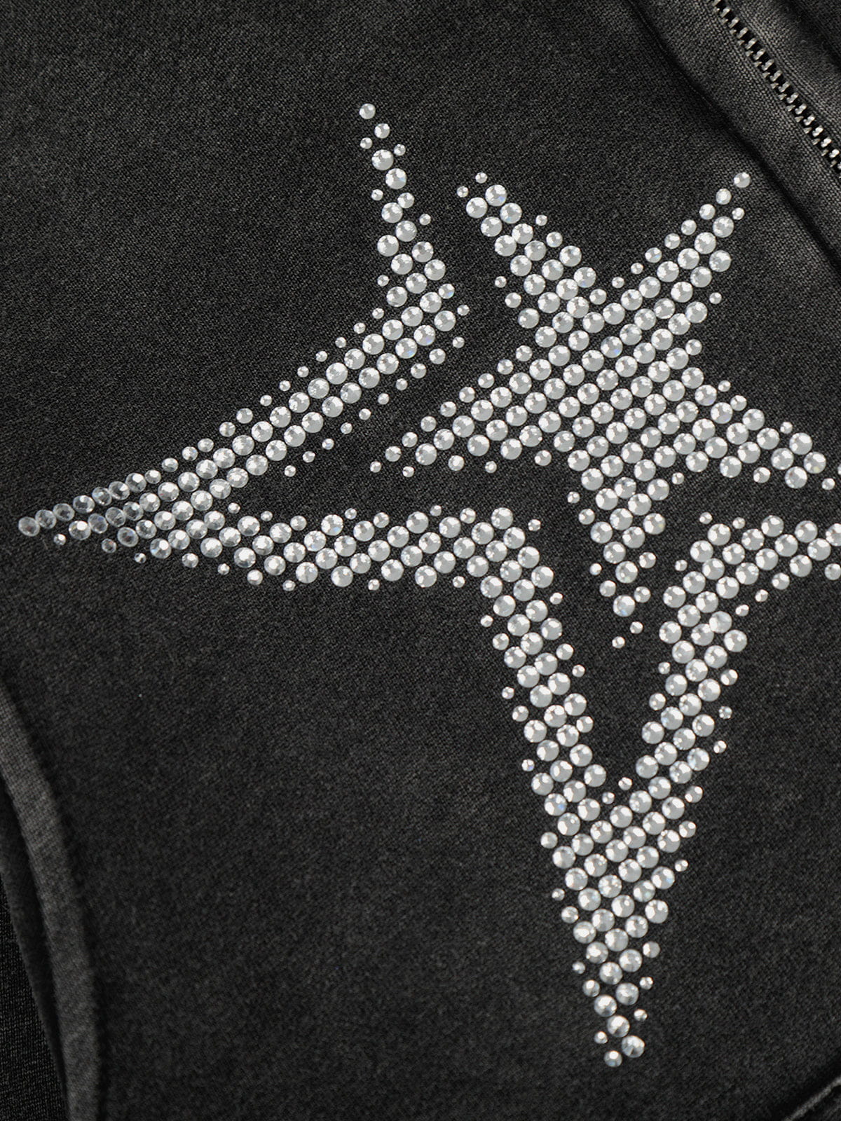 Aelfric Eden Cropped Rhinestone Star Zip Up Hoodie