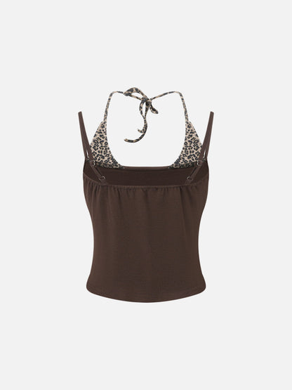 Aelfric Eden Leopard Halter Studded Cami Top
